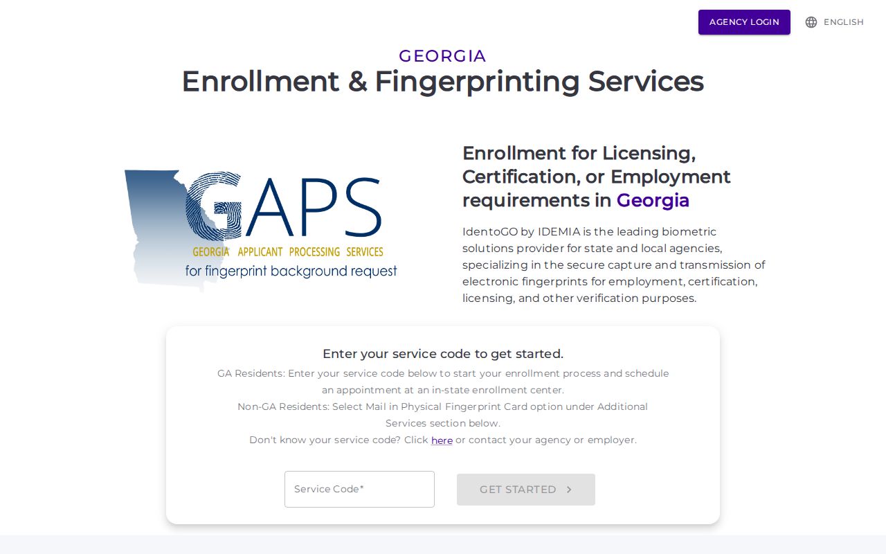Crisp County criminal history GAPS fingerprint registration