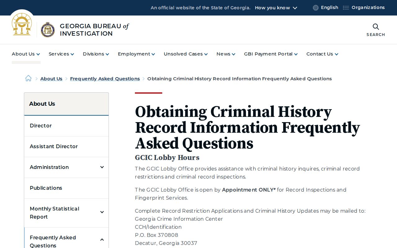 Crisp County criminal records access information from GBI