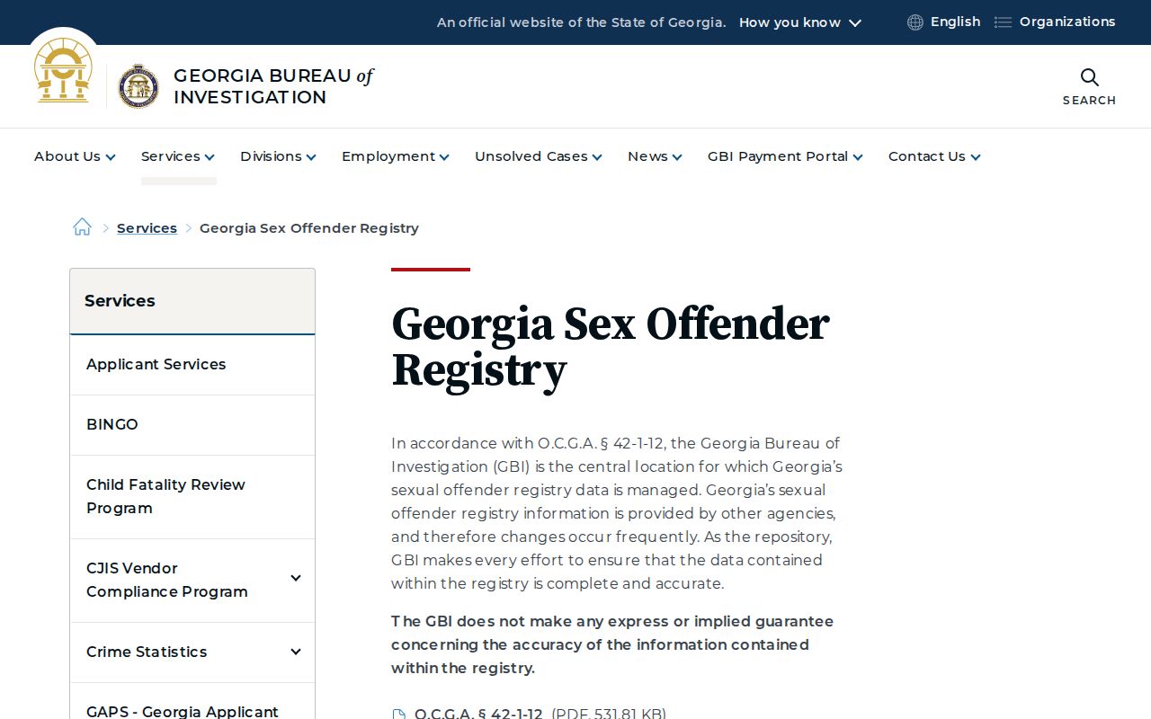 Crisp County sex offender lookup at the Georgia registry gateway